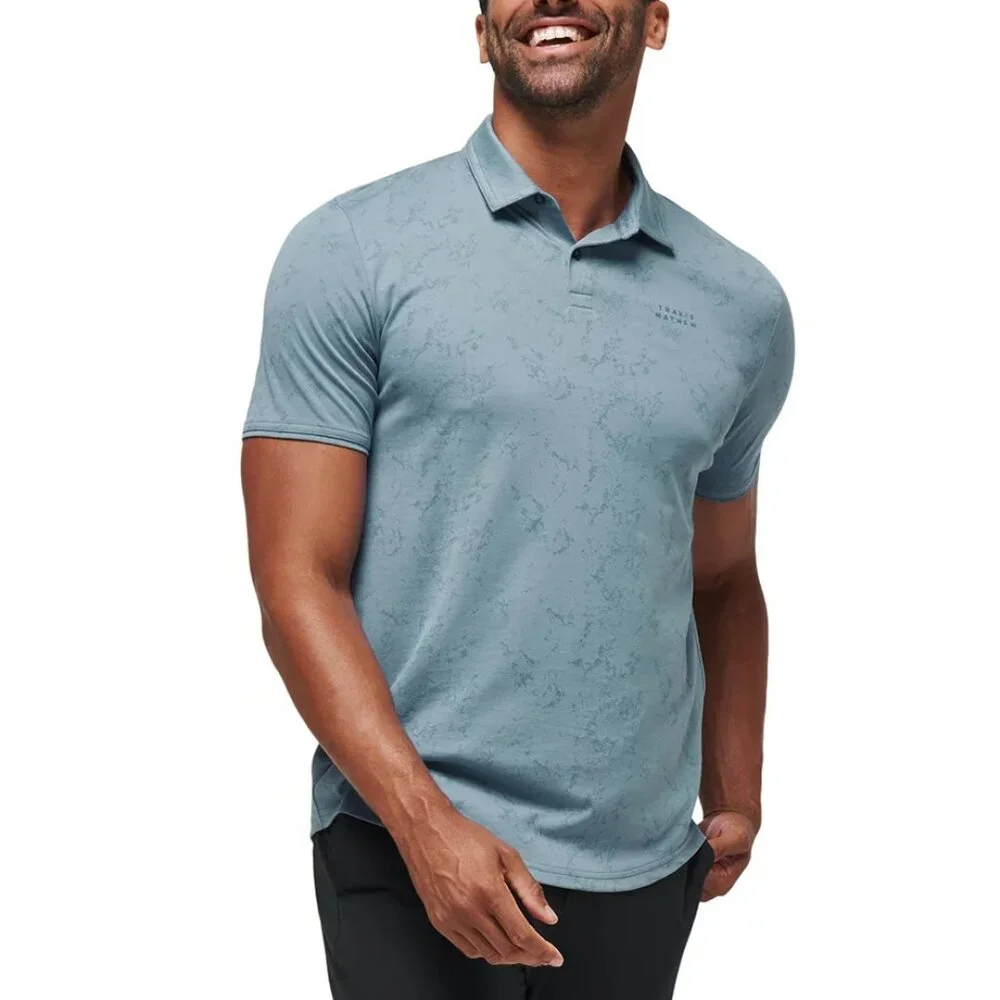 Men's Travis Mathew Warmer Tides Scoop Golf Polo - Blue Ash - XXL - NWT - Picture 1 of 2